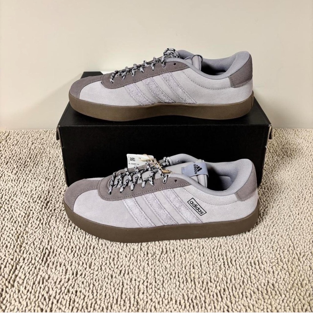 Adidas Gray and Black VL Court Sneakers